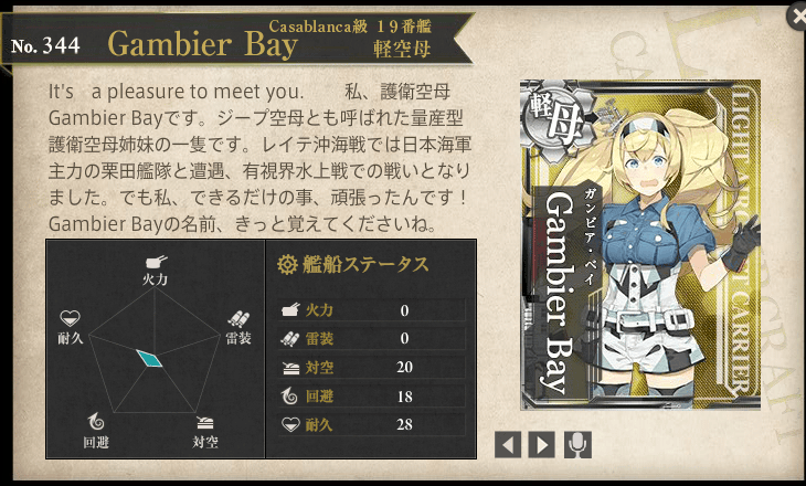 図鑑：軽空母「Gambier Bay」