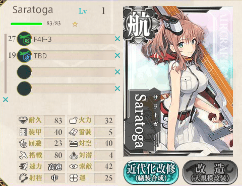 「Saratoga」初期装備